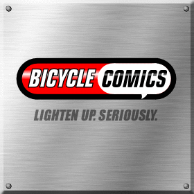 bicycle comics square plate with slogan